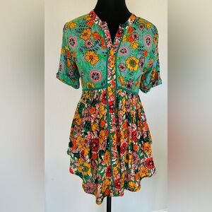 Anthropologie Akemi + Kin Floral Boho Peasant Top Cottagecore Fairycore XS J1266